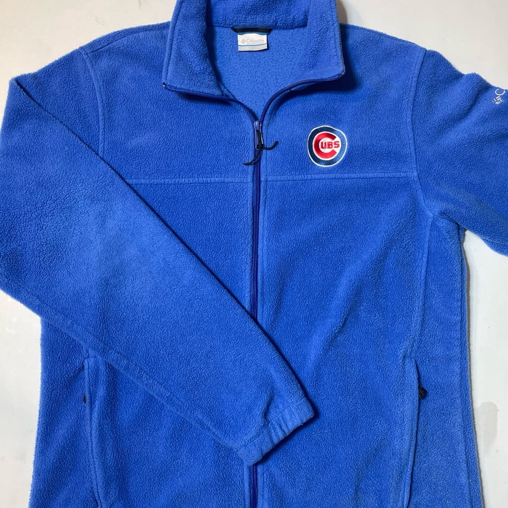 Chicago Cubs Blue Fleece Full Zip Jacket Medium Men's Columbia Logo